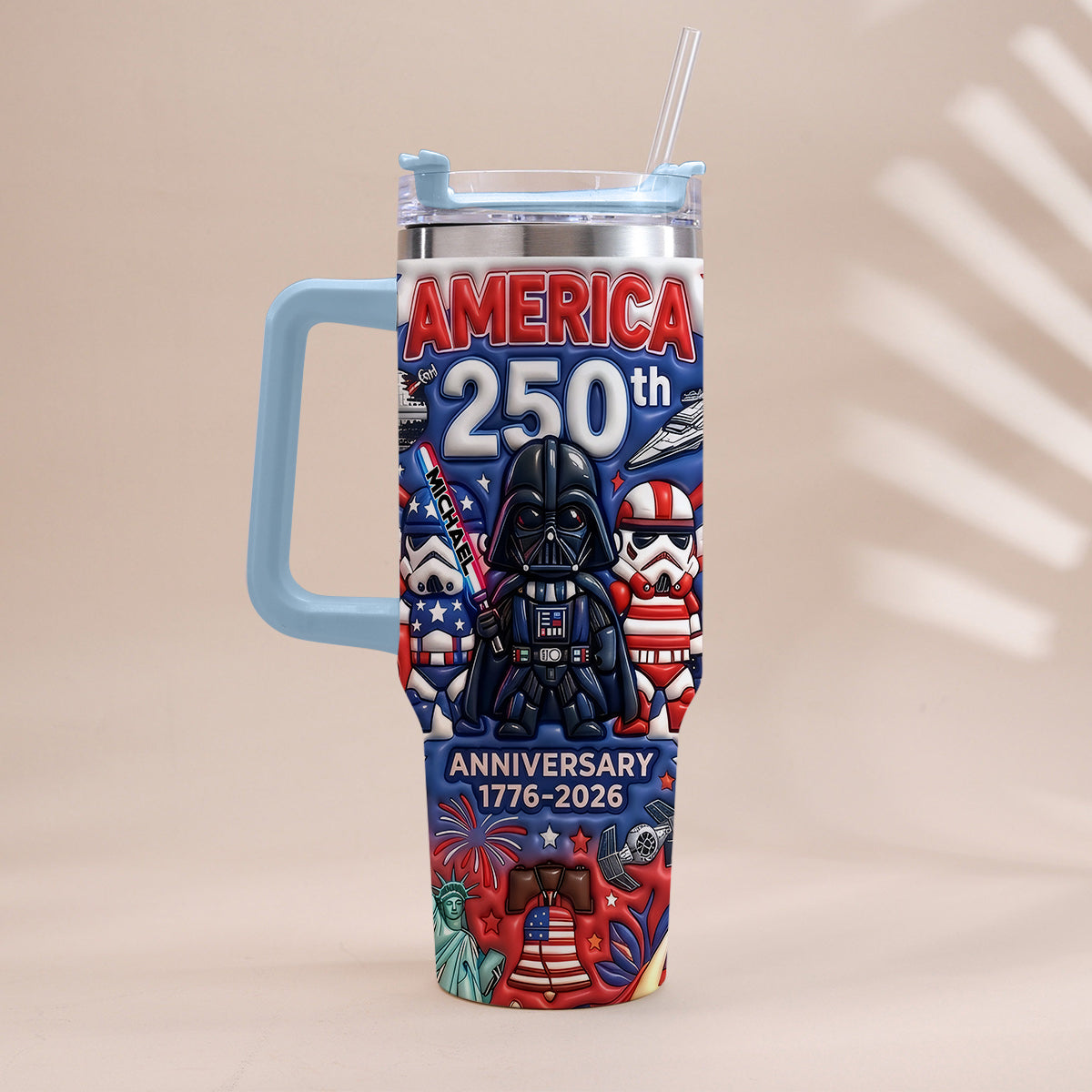 Galaxy USA 250th Anniversary - Personalized The Force Tumbler With Handle