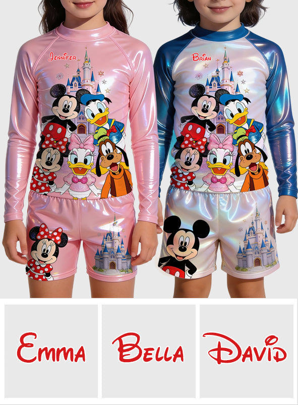 Magical Friends - Personalized Dream Trip Kid Swimsuit Trunk Rashguard Set