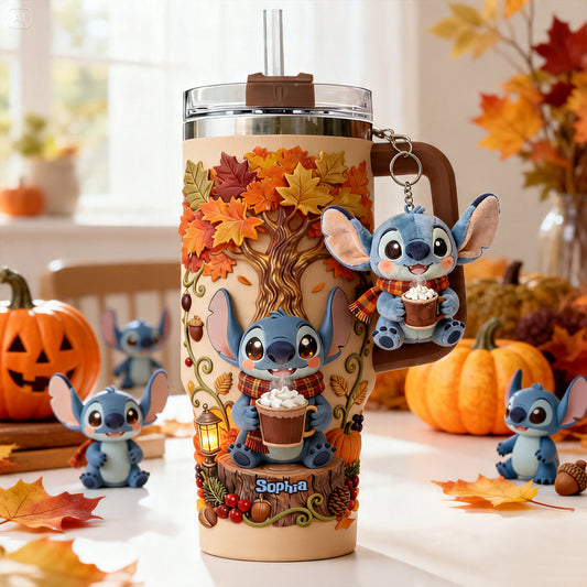 Fall Vibes - Personalized Ohana Tumbler With Plush Charm