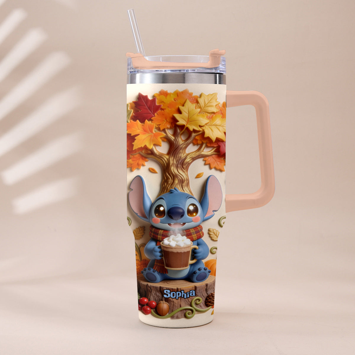 Fall Vibes - Personalized Ohana Tumbler With Plush Charm