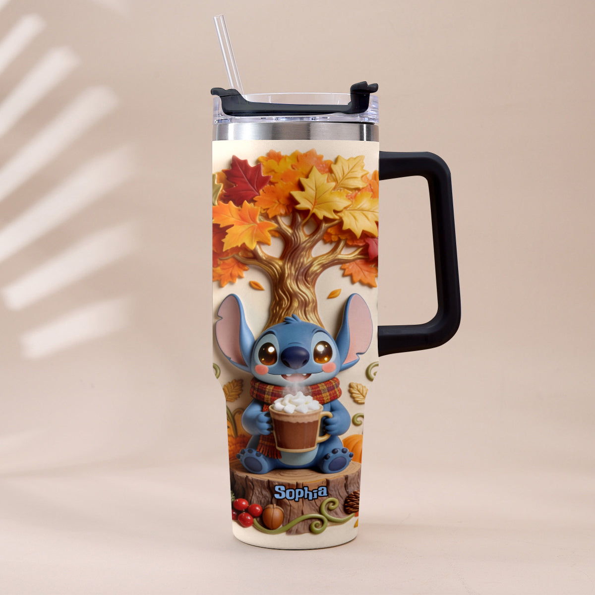 Fall Vibes - Personalized Ohana Tumbler With Plush Charm