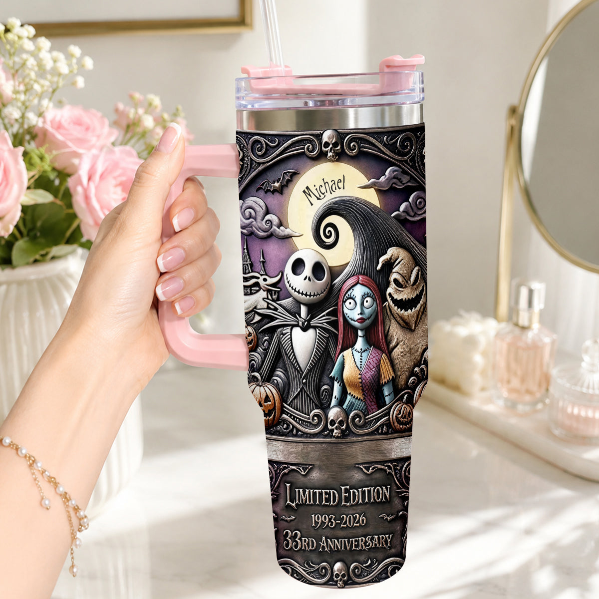 33rd Anniversary - Personalized Nightmare Tumbler With Plush Charm