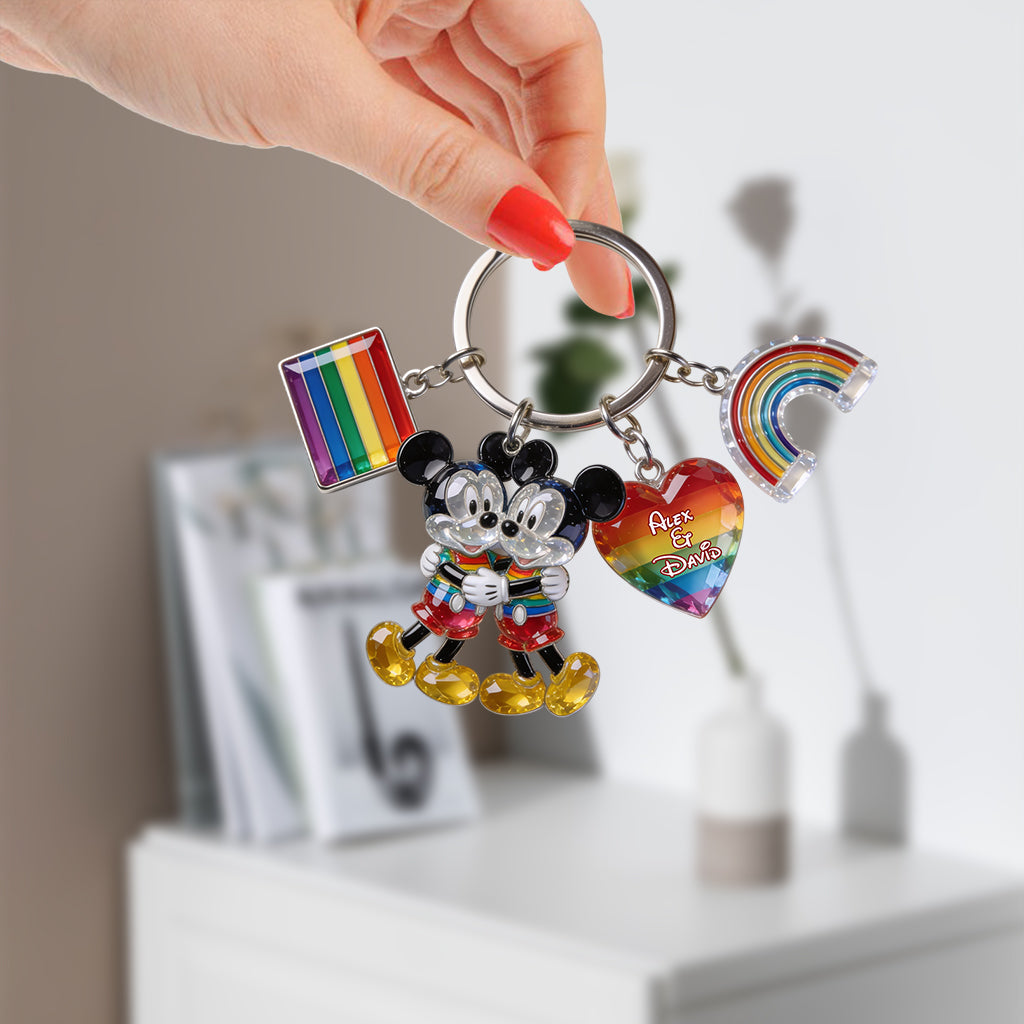 Love Is Love Gift For Couple - Personalized LGBT Support Premium Keychain With Charms