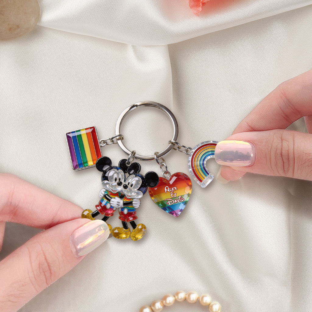 Love Is Love Gift For Couple - Personalized LGBT Support Premium Keychain With Charms