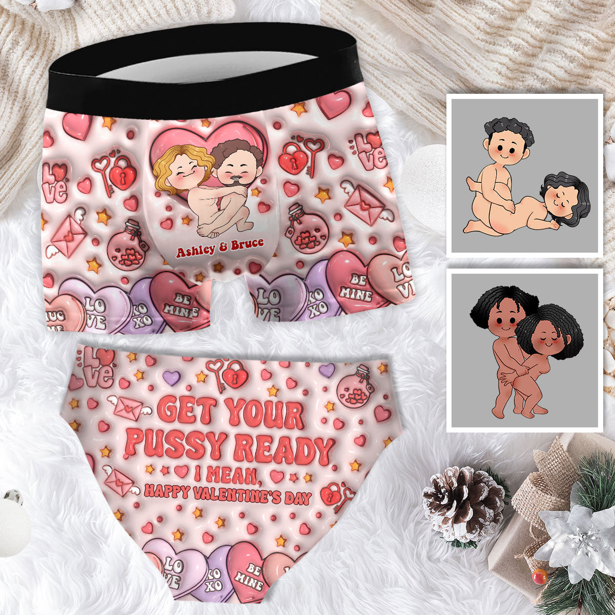 Get Your WIlly Ready - Personalized Couple Women Briefs & Men Boxer Briefs