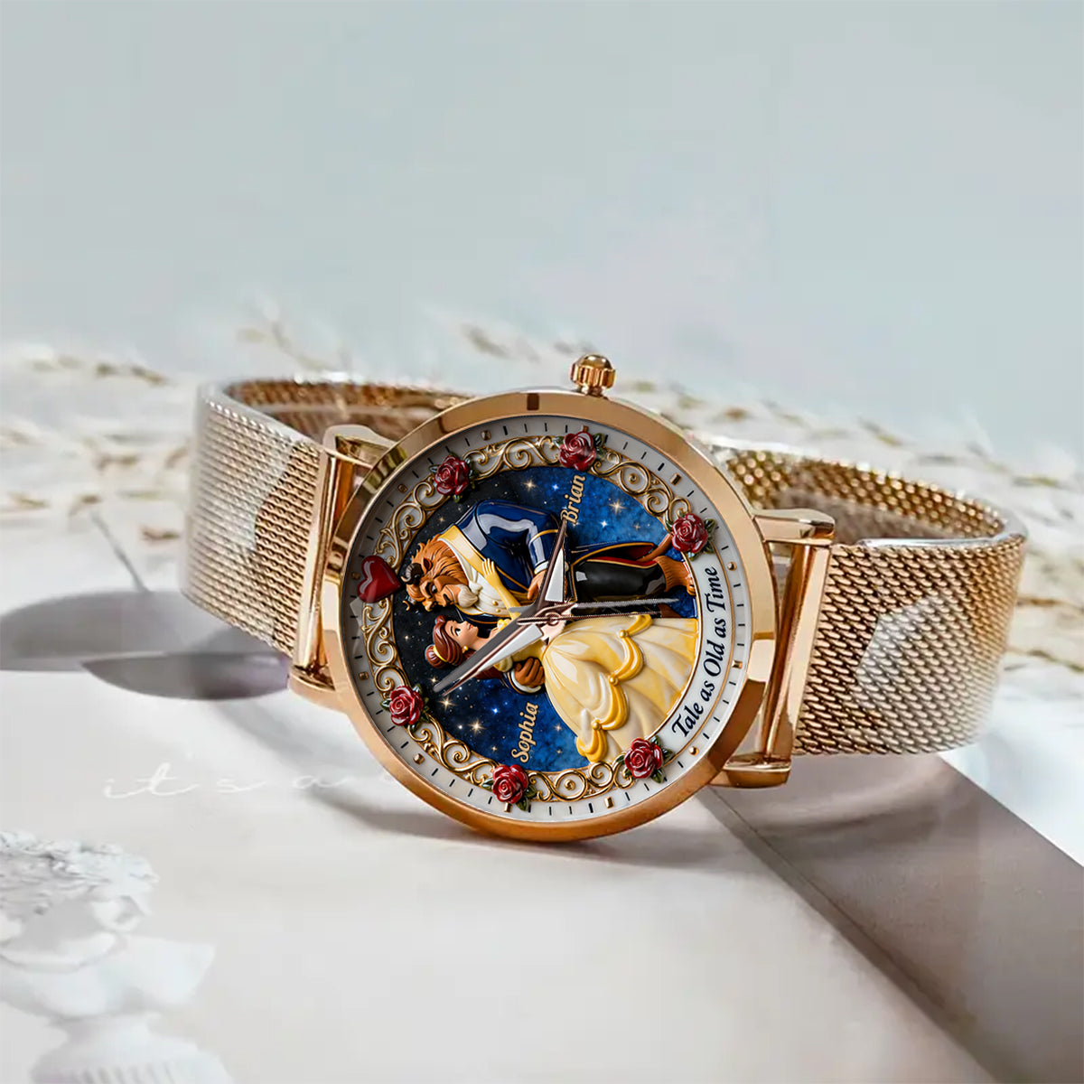 Tale As Old As Time - Personalized Couple Women Hand Watch