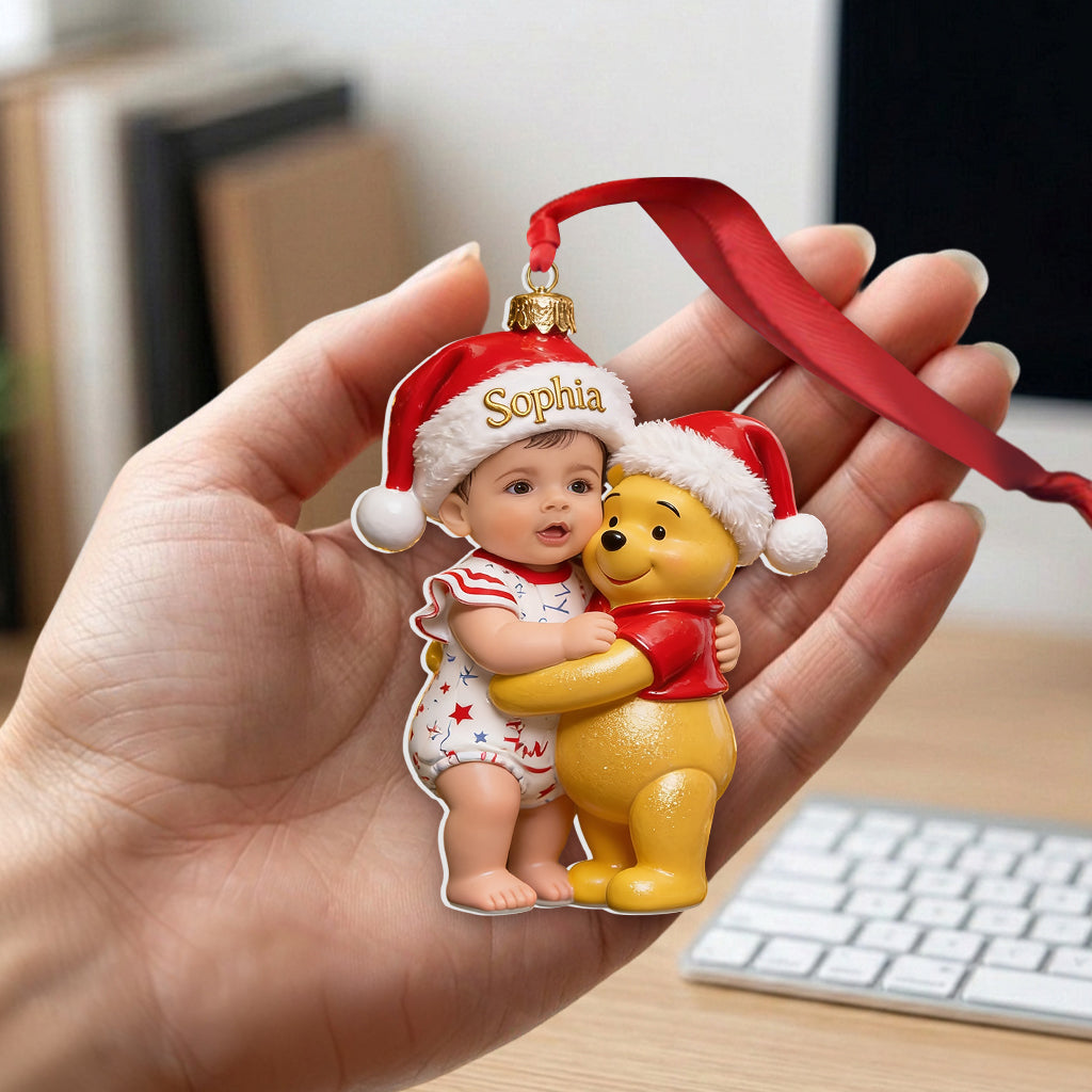 Merry Christmas - Personalized Yellow Bear Premium 3D Ornament