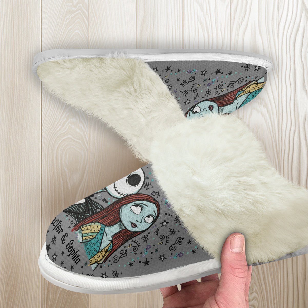 Till Death Do Us Part - Personalized Nightmare Slippers With Fur Lining