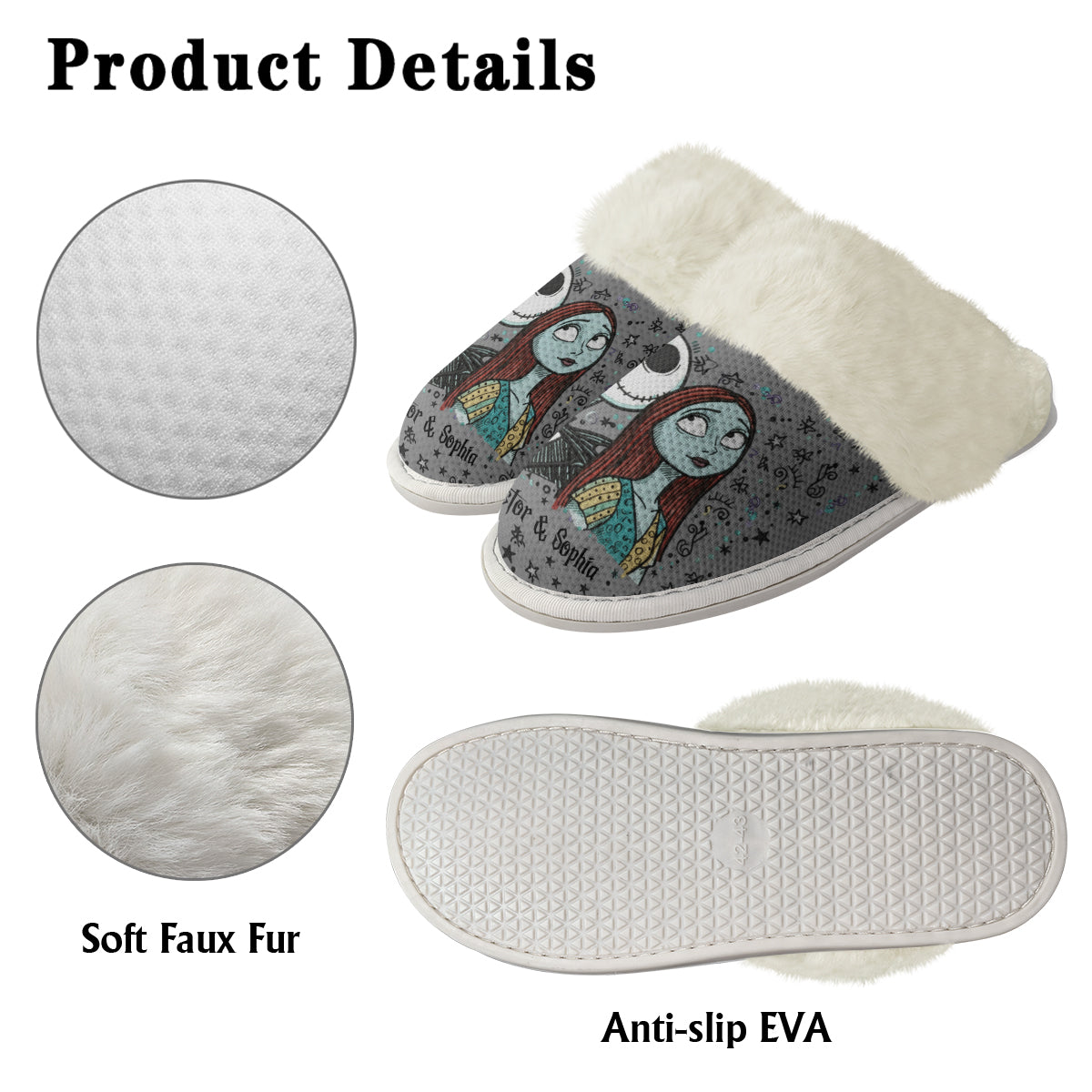 Till Death Do Us Part - Personalized Nightmare Slippers With Fur Lining