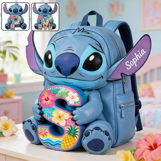 Custom Ohana Initial Letter - Personalized Ohana Changeable Leather Patch Backpack