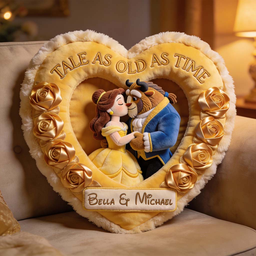Tale As Old As Time - Personalized Beauty And The Beast Faux Fur Shaped Pillow