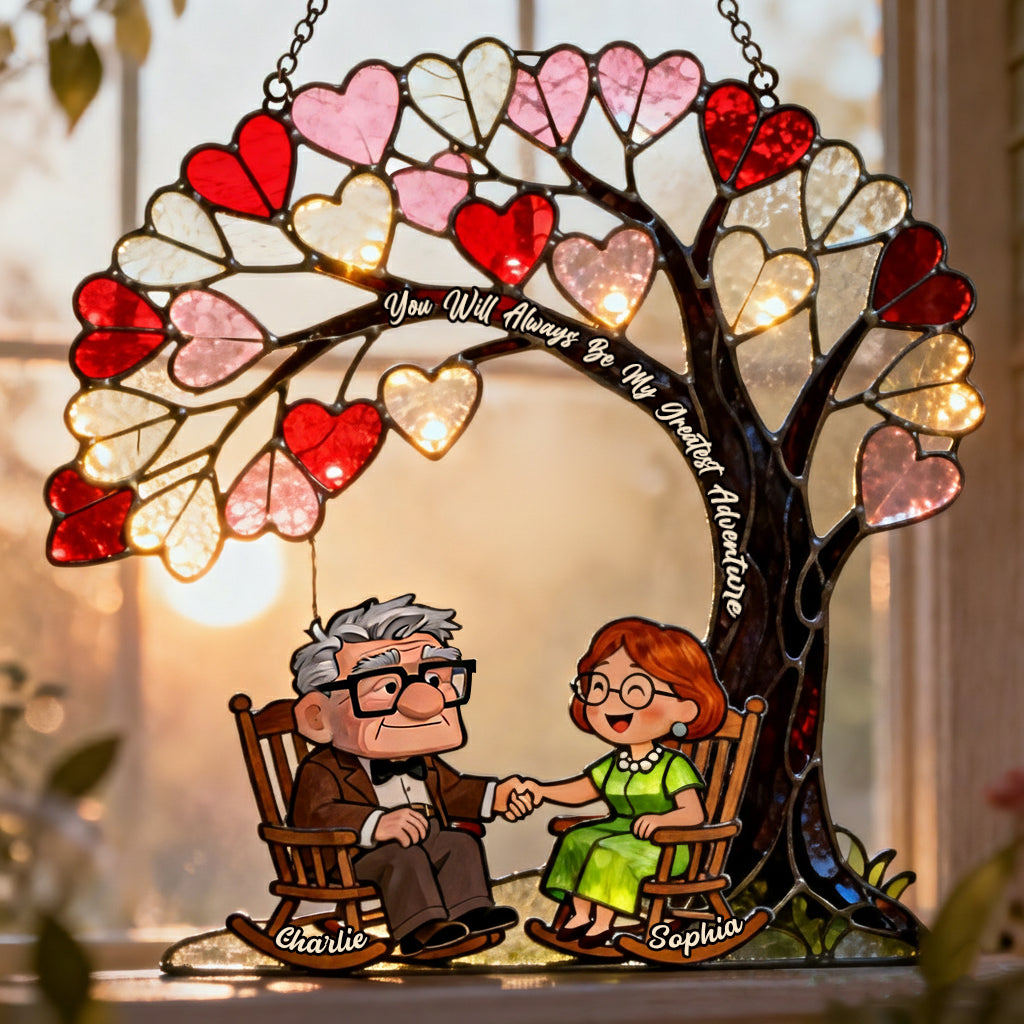 You Are My Greatest Adventure - Personalized Mouse Window Hanging Suncatcher Ornament