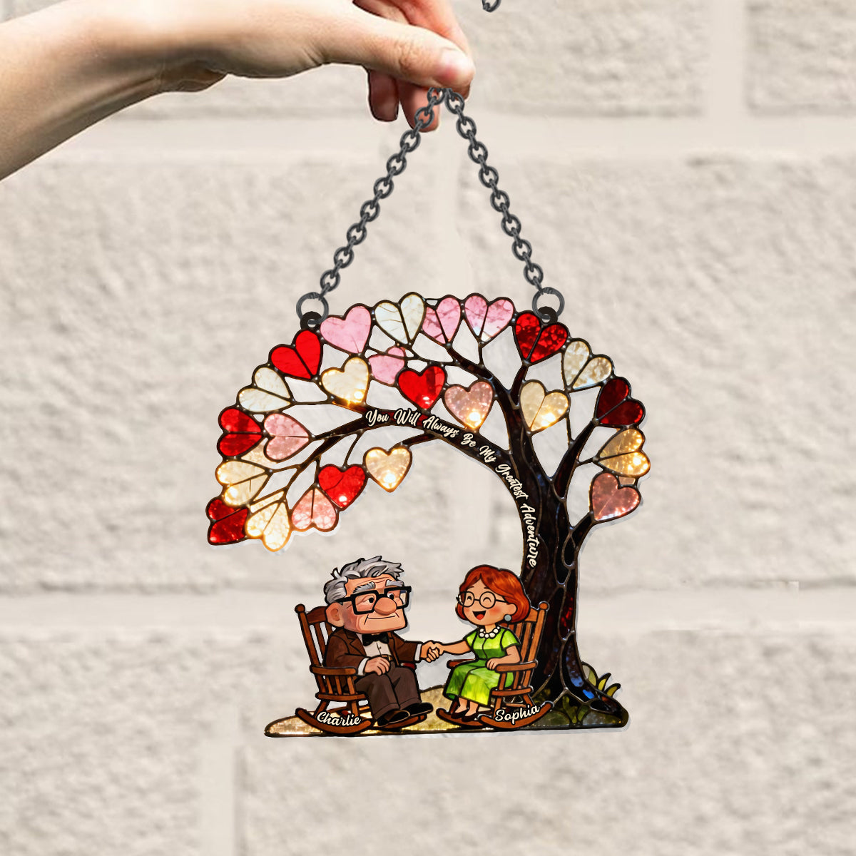 You Are My Greatest Adventure - Personalized Mouse Window Hanging Suncatcher Ornament