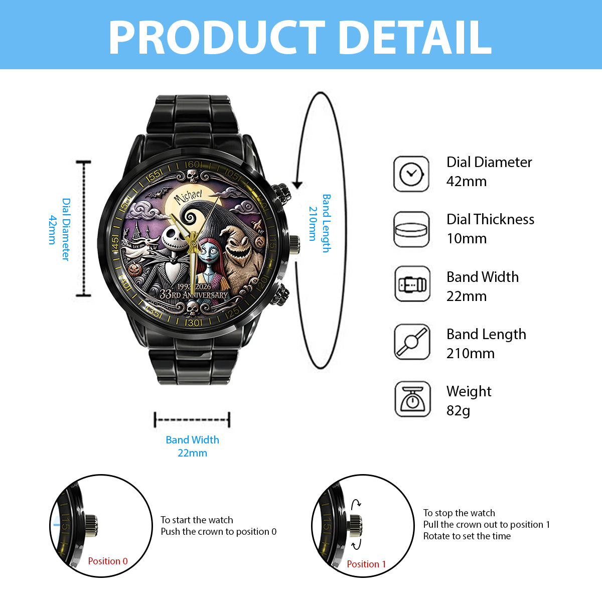 33rd Anniversary - Personalized Nightmare Hand Watch