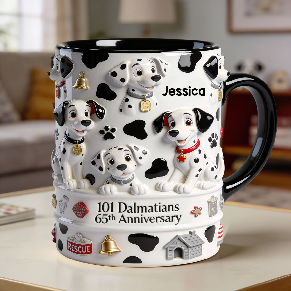 65th Anniversary - Personalized Mouse Set Accent Mug with Acrylic Stirrers