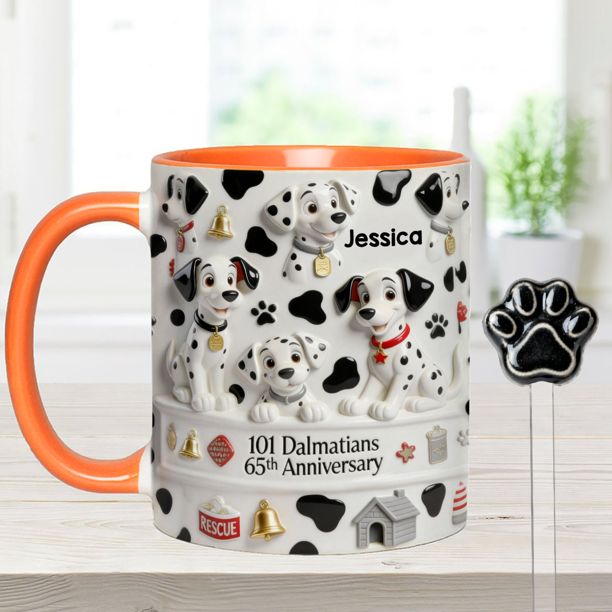 65th Anniversary - Personalized Mouse Set Accent Mug with Acrylic Stirrers