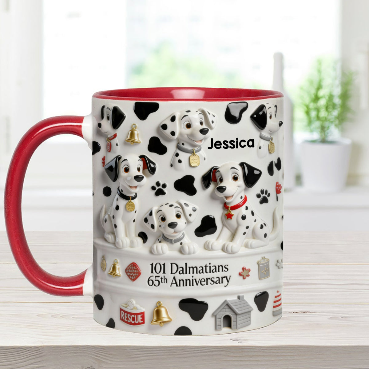 65th Anniversary - Personalized Mouse Set Accent Mug with Acrylic Stirrers