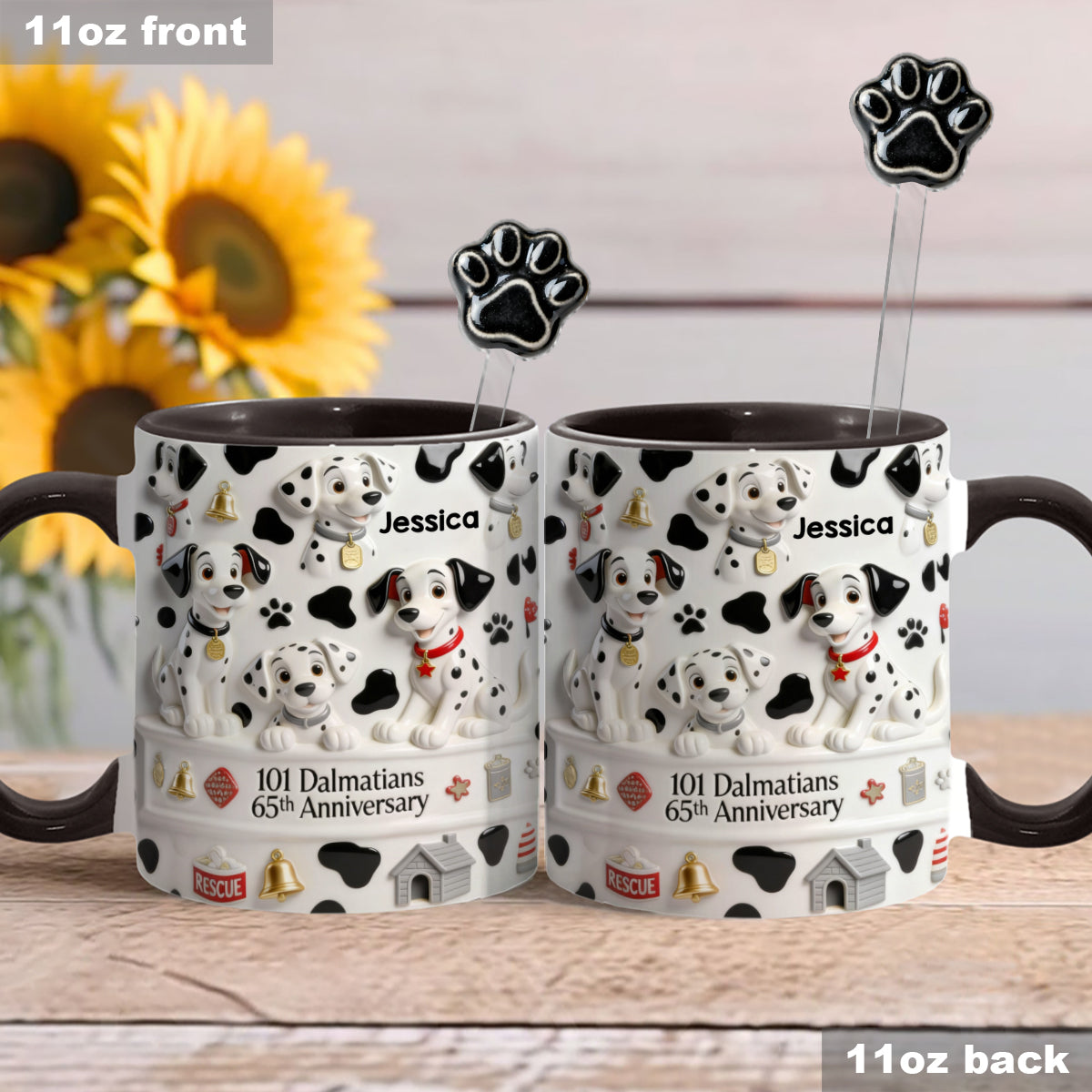65th Anniversary - Personalized Mouse Set Accent Mug with Acrylic Stirrers