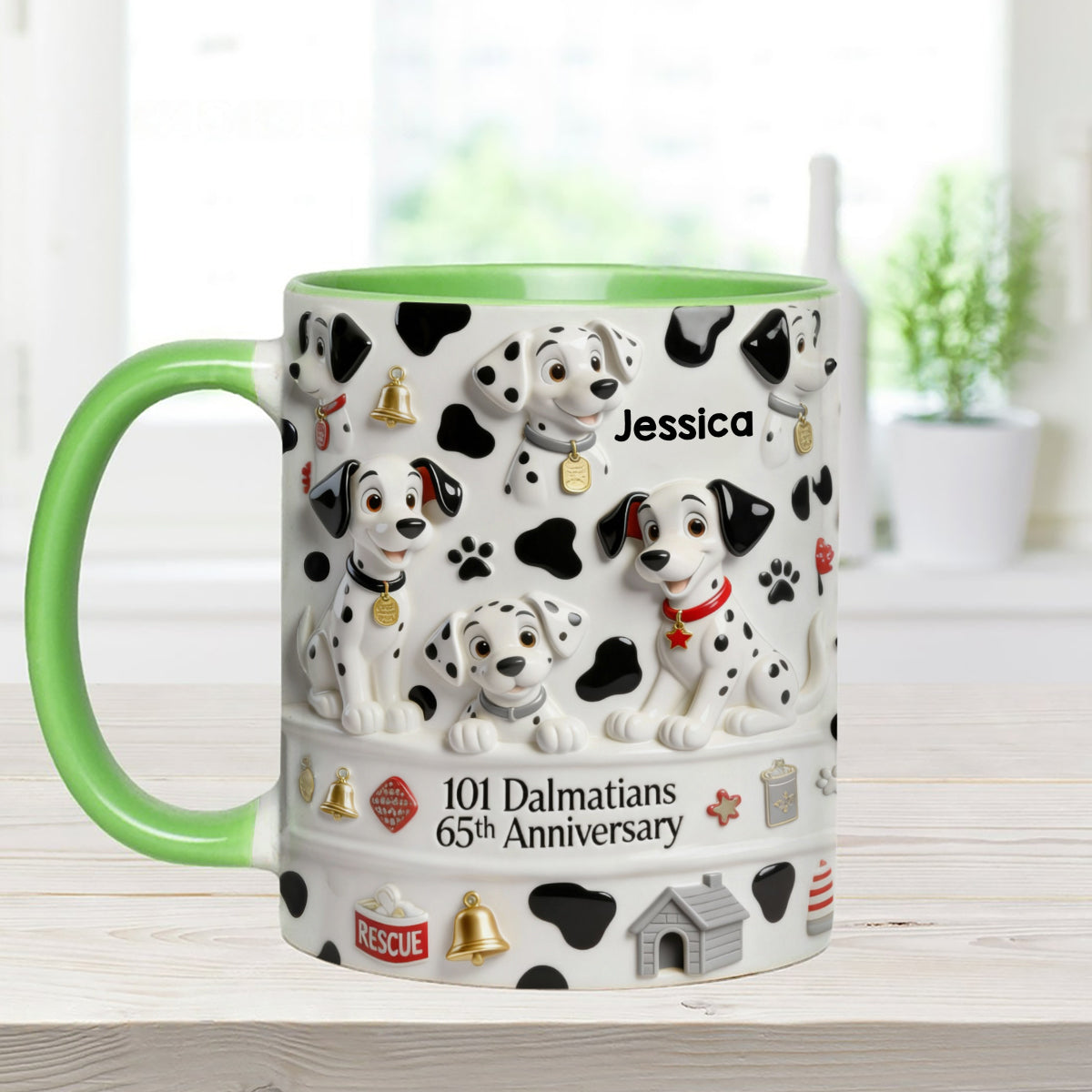 65th Anniversary - Personalized Mouse Set Accent Mug with Acrylic Stirrers