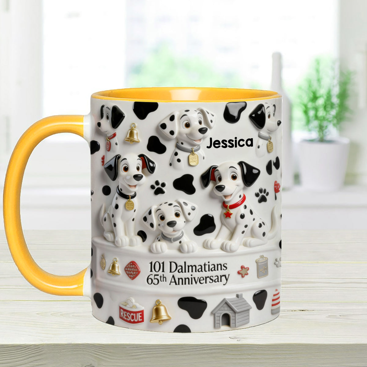 65th Anniversary - Personalized Mouse Set Accent Mug with Acrylic Stirrers