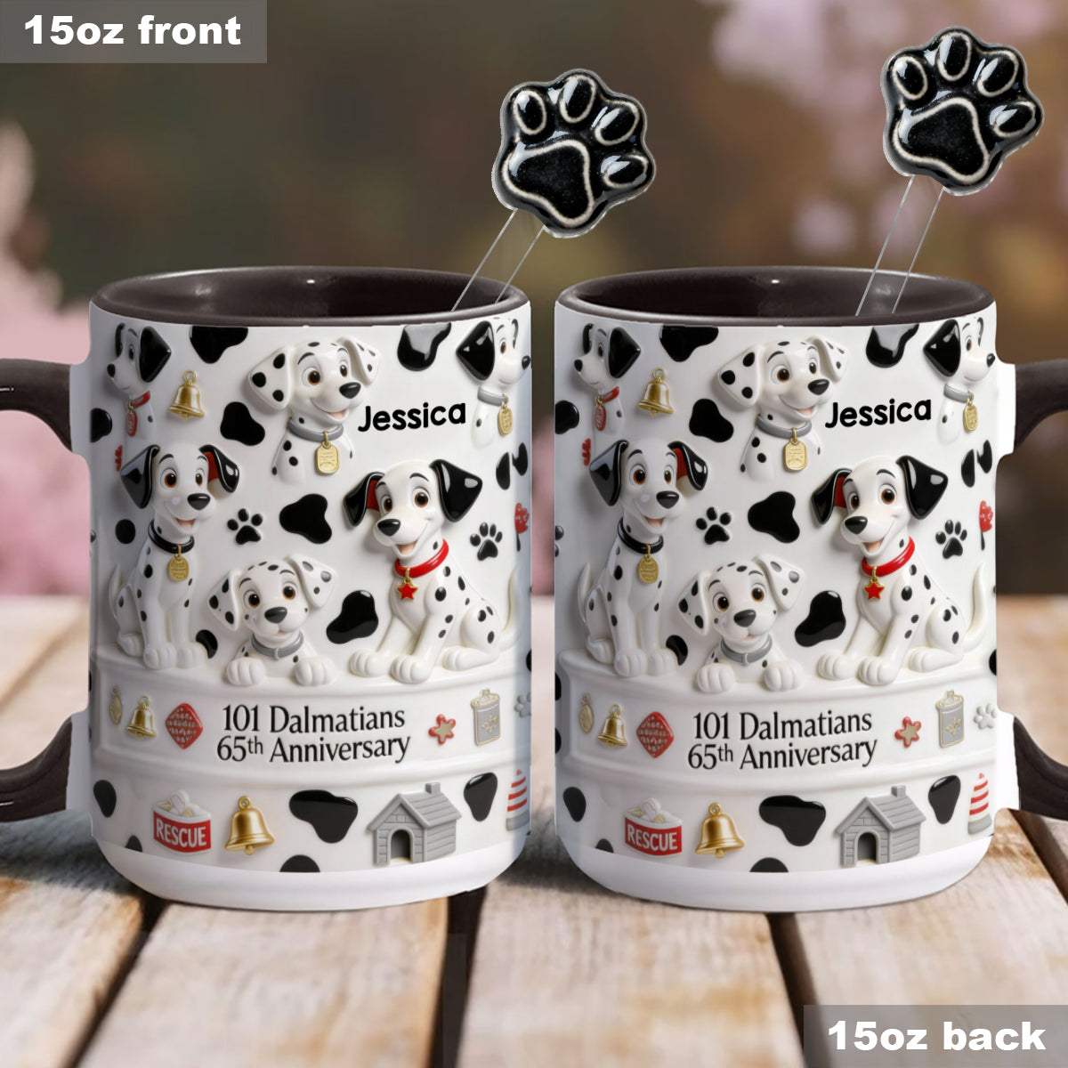 65th Anniversary - Personalized Mouse Set Accent Mug with Acrylic Stirrers