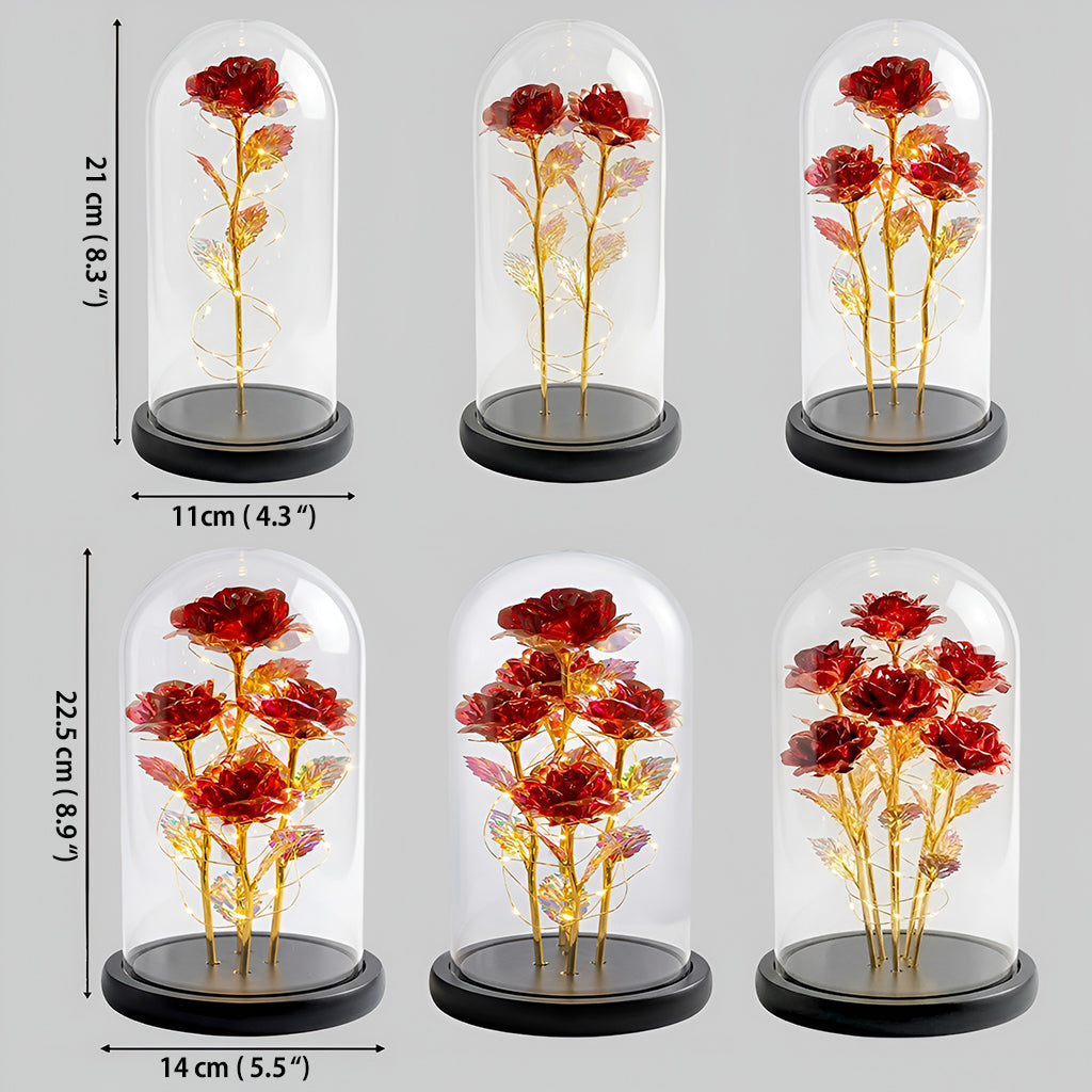 Our Journey - Personalized Dream Trip Glowing Roses Glass Dome