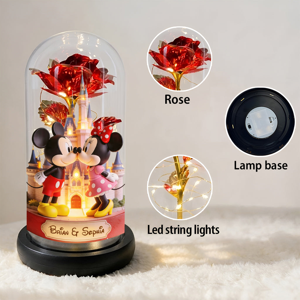 Our Journey - Personalized Dream Trip Glowing Roses Glass Dome