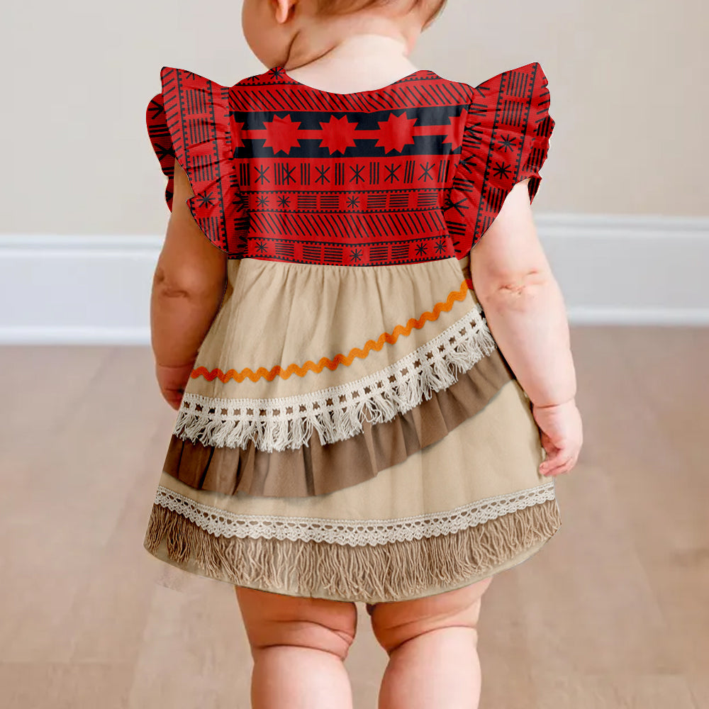 The Princess Of The Sea - Personalized Island Princess Kid Ruffle Sleeve Dress