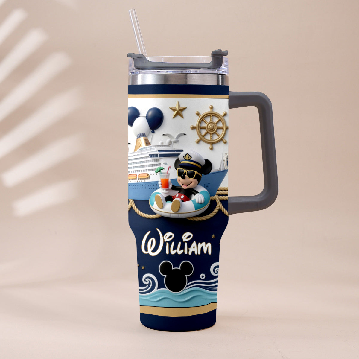 Magical Mouse Cruise - Personalized Disney Cruise Tumbler With Plush Charm