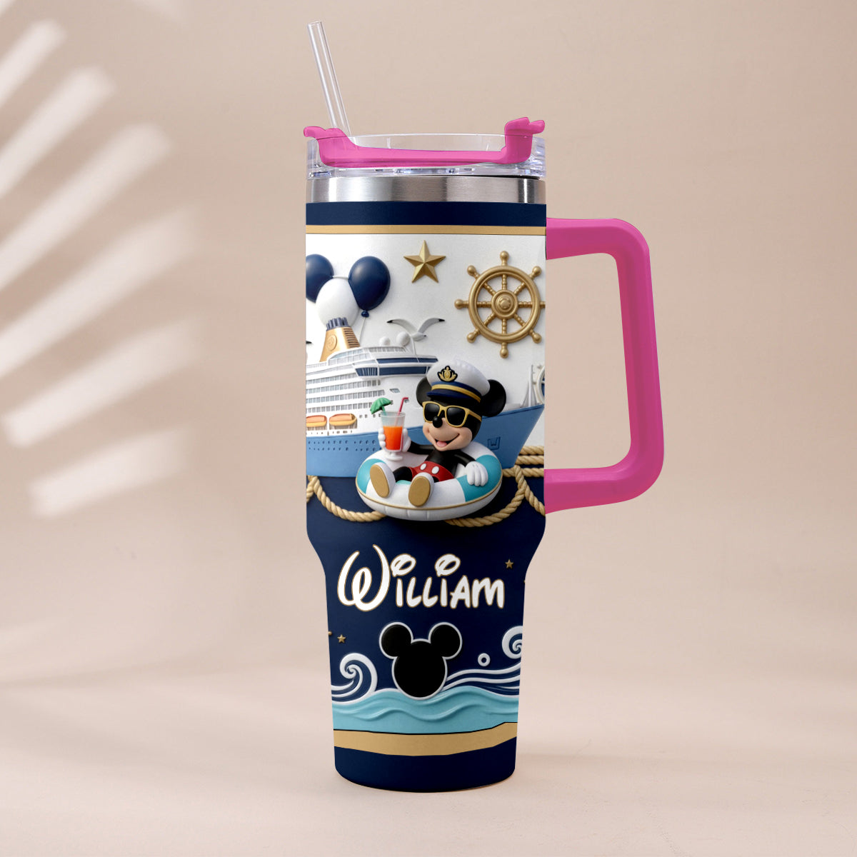 Magical Mouse Cruise - Personalized Disney Cruise Tumbler With Plush Charm