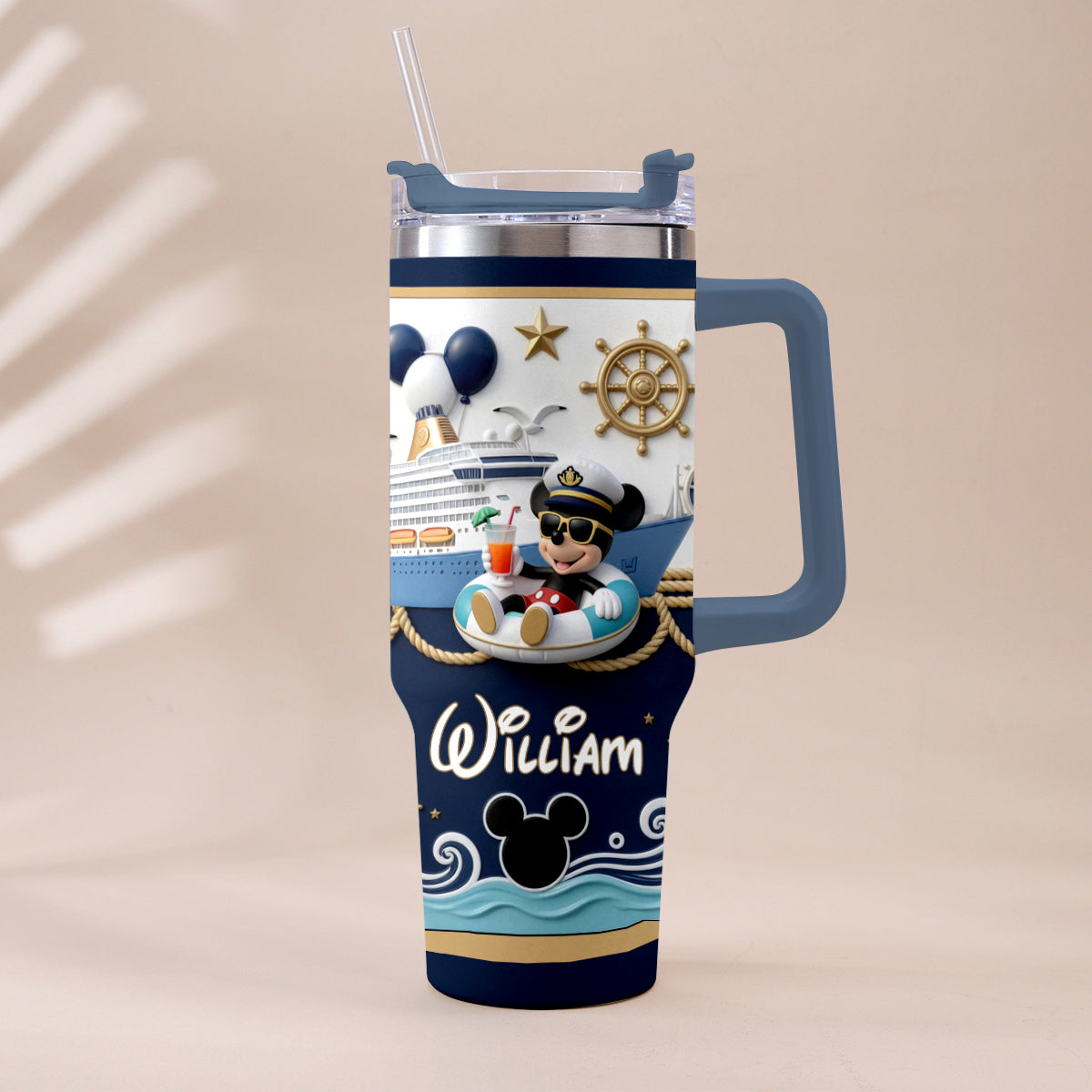 Magical Mouse Cruise - Personalized Disney Cruise Tumbler With Plush Charm
