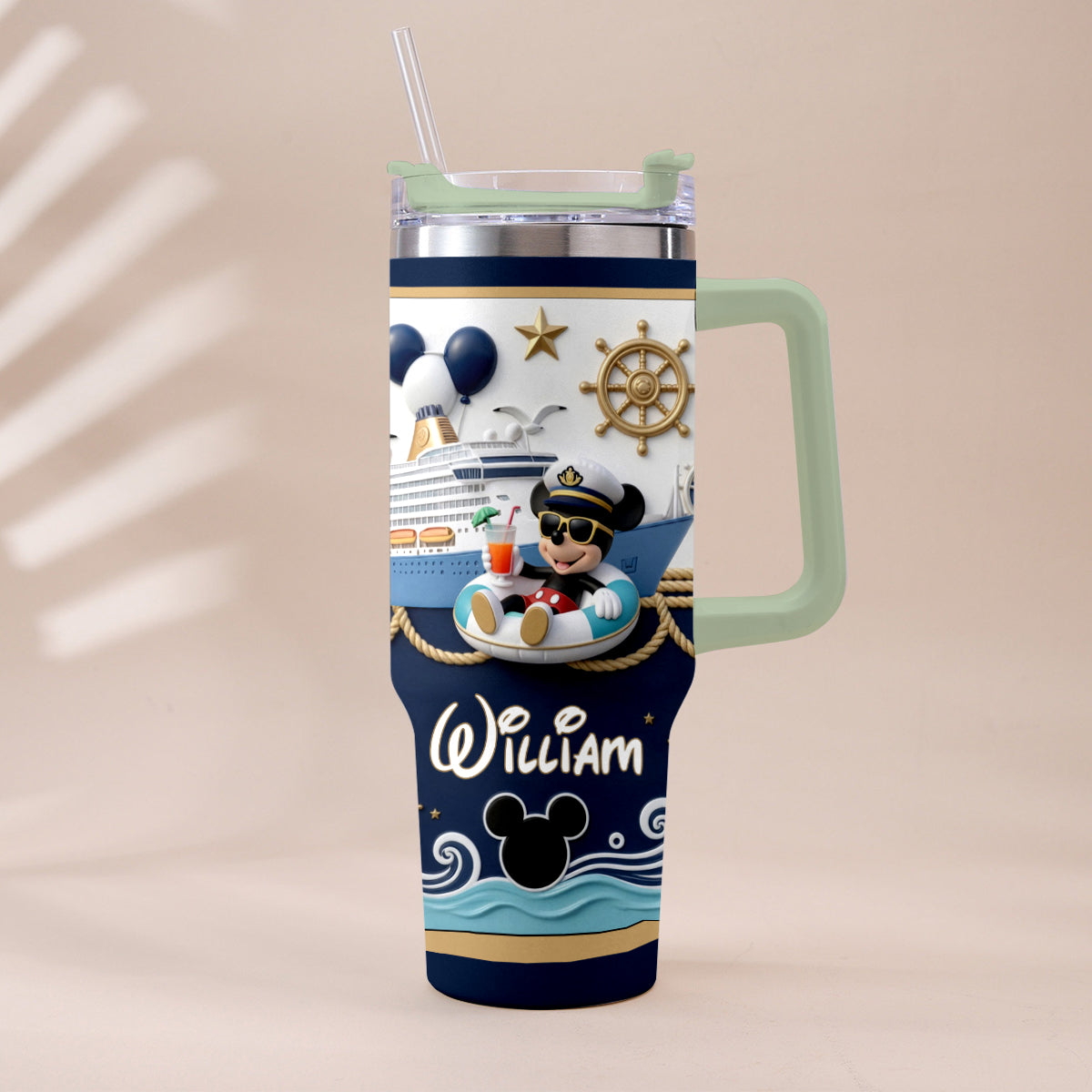 Magical Mouse Cruise - Personalized Disney Cruise Tumbler With Plush Charm