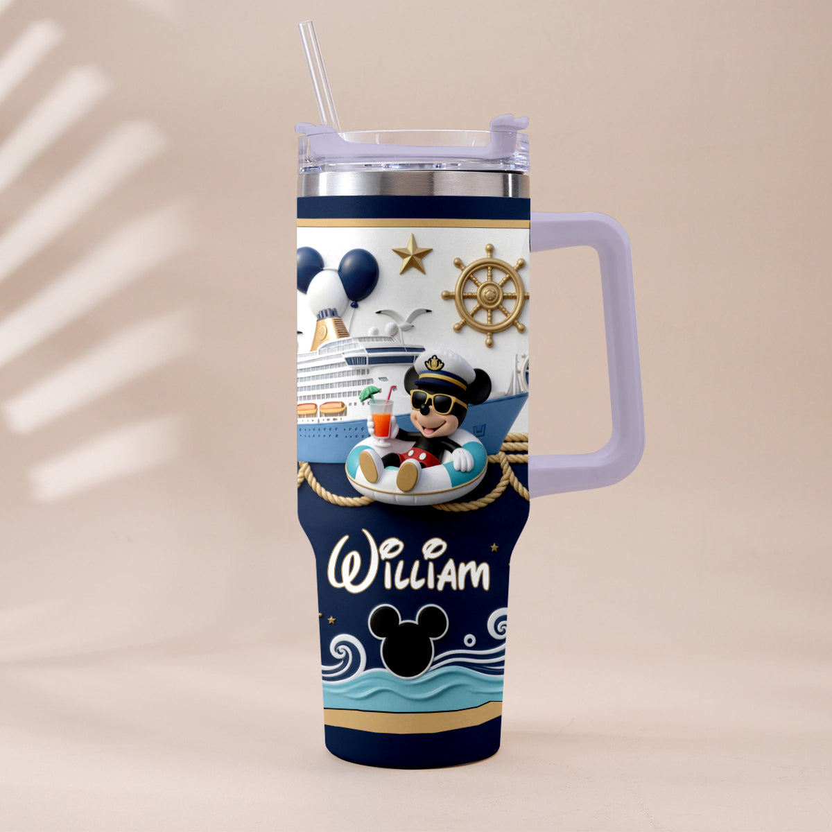 Magical Mouse Cruise - Personalized Disney Cruise Tumbler With Plush Charm