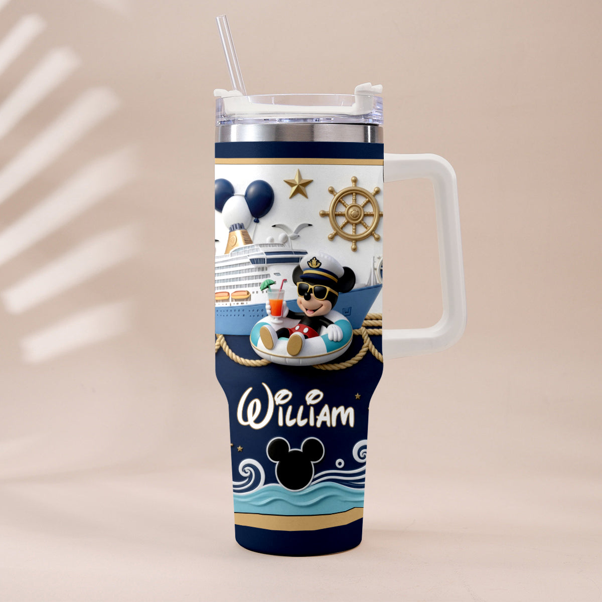 Magical Mouse Cruise - Personalized Disney Cruise Tumbler With Plush Charm