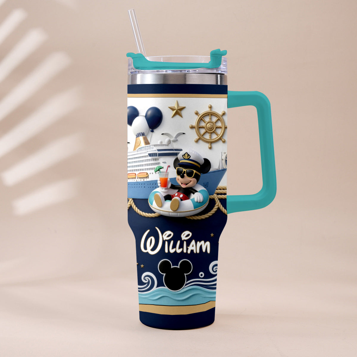 Magical Mouse Cruise - Personalized Disney Cruise Tumbler With Plush Charm