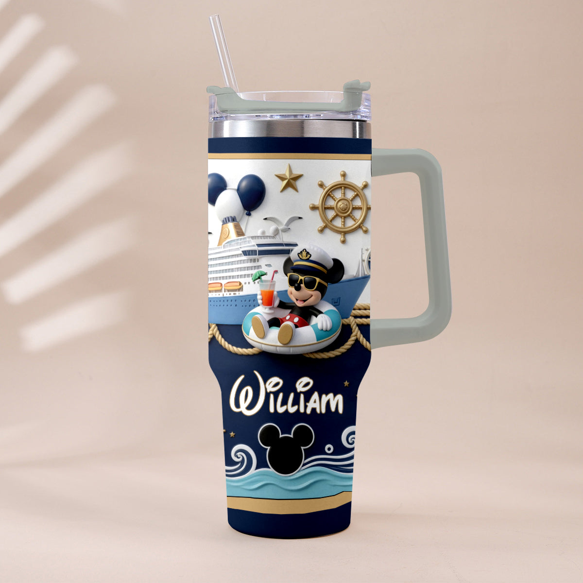 Magical Mouse Cruise - Personalized Disney Cruise Tumbler With Plush Charm