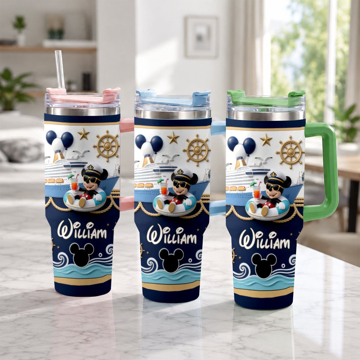Magical Mouse Cruise - Personalized Disney Cruise Tumbler With Plush Charm