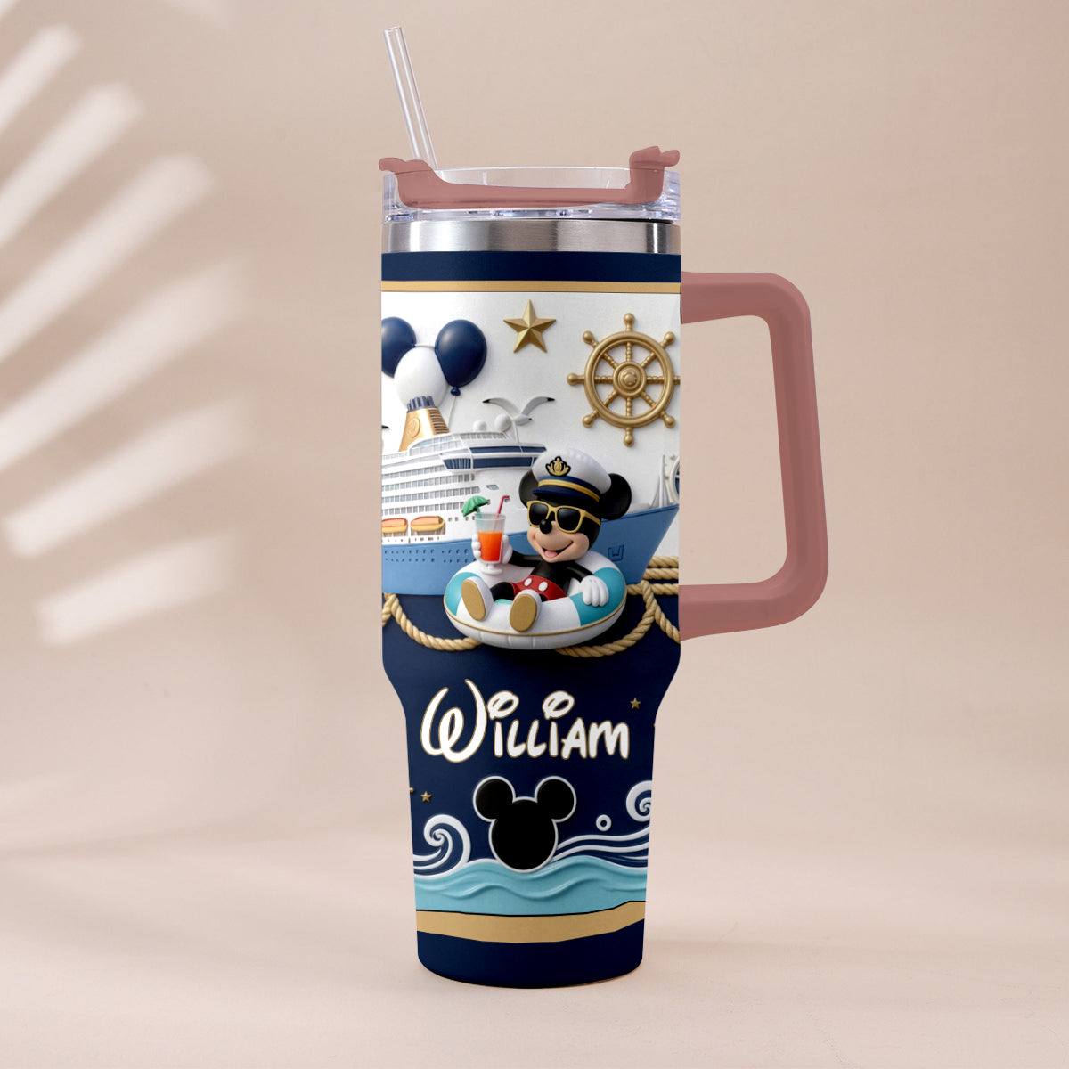 Magical Mouse Cruise - Personalized Disney Cruise Tumbler With Plush Charm
