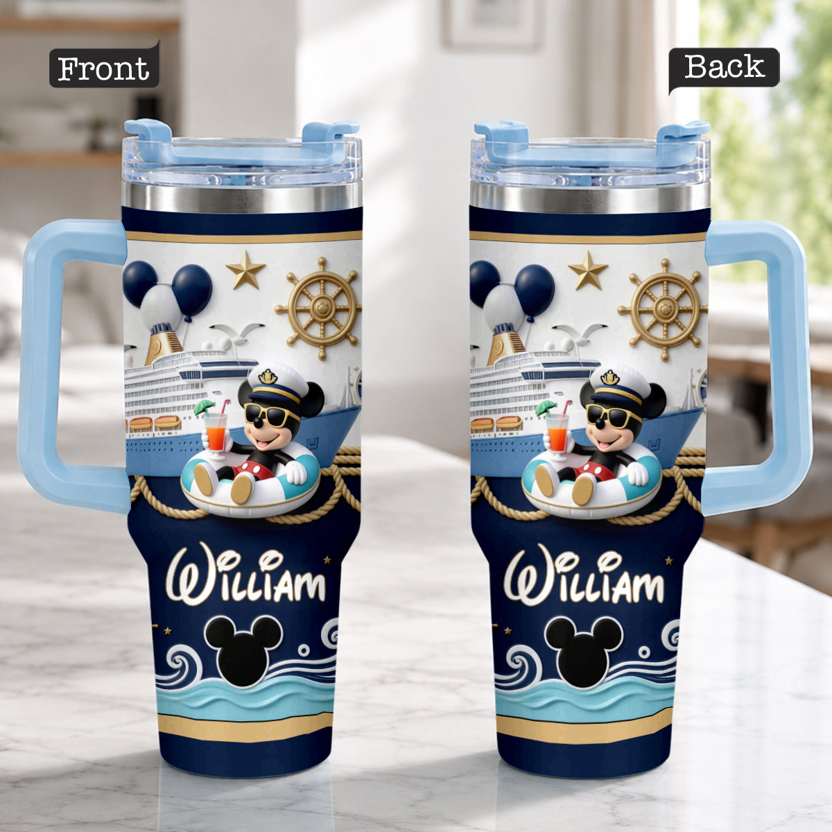 Magical Mouse Cruise - Personalized Disney Cruise Tumbler With Plush Charm