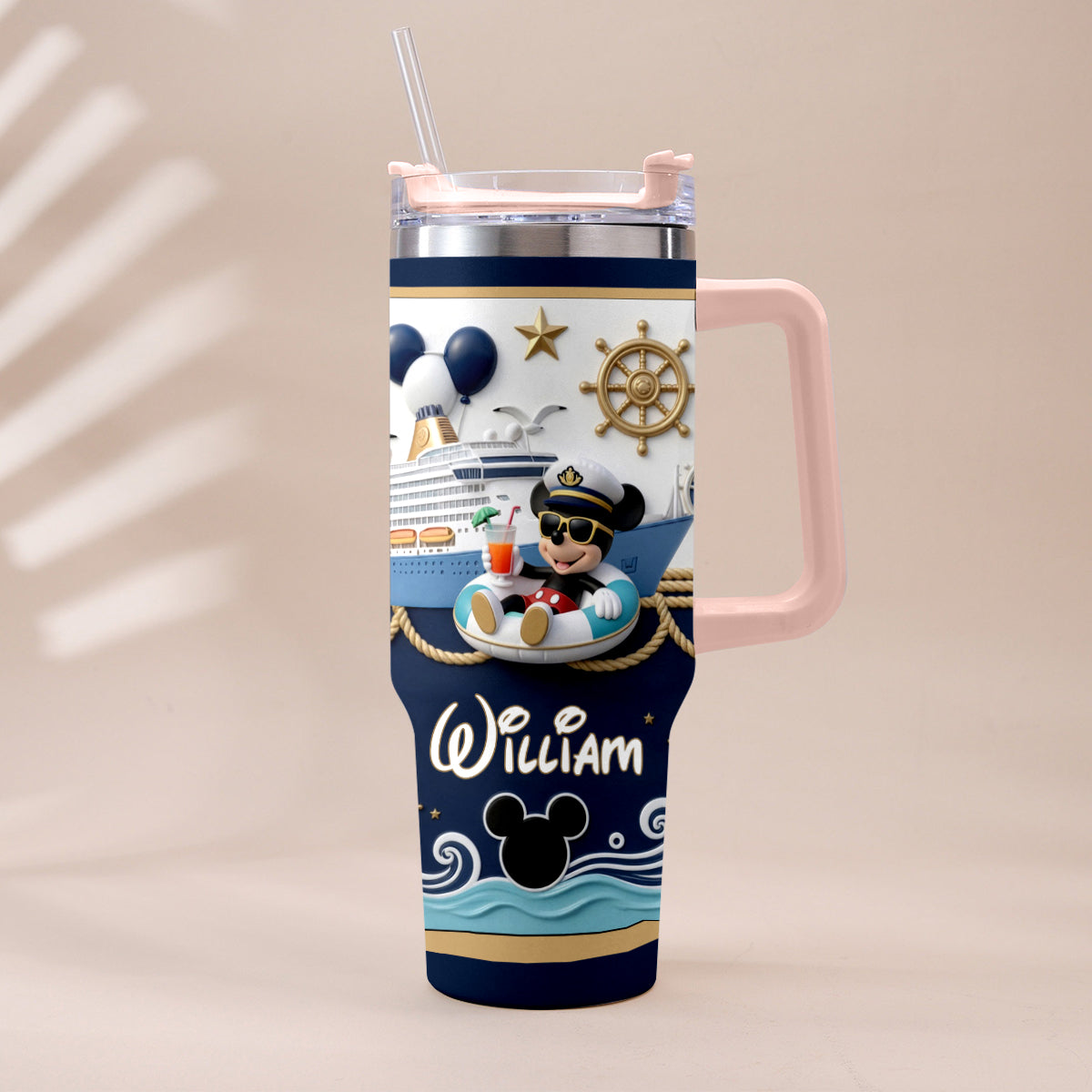Magical Mouse Cruise - Personalized Disney Cruise Tumbler With Plush Charm