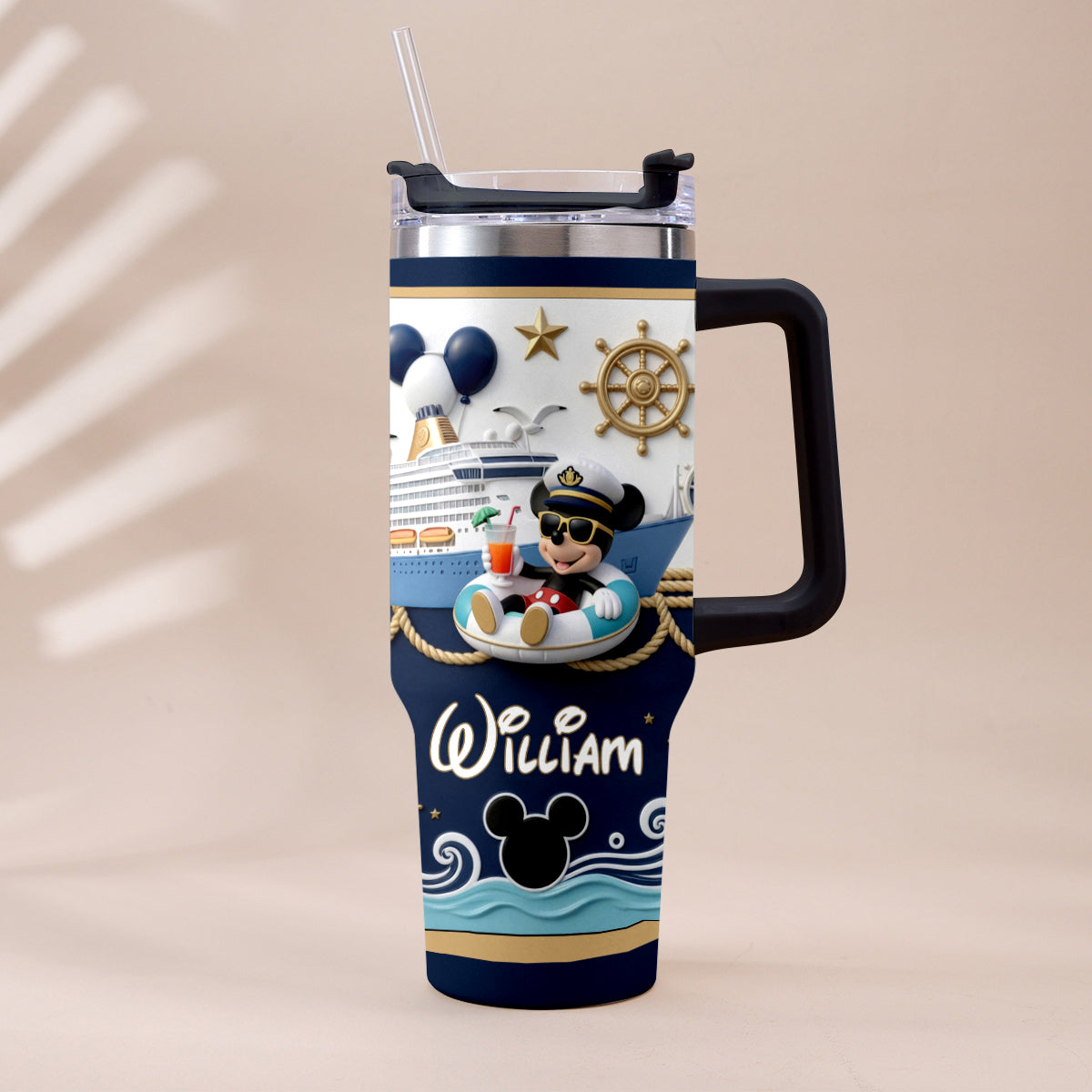 Magical Mouse Cruise - Personalized Disney Cruise Tumbler With Plush Charm