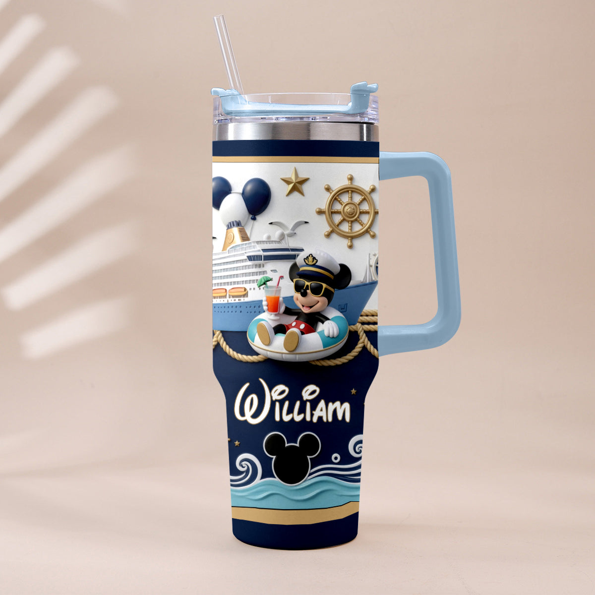 Magical Mouse Cruise - Personalized Disney Cruise Tumbler With Plush Charm