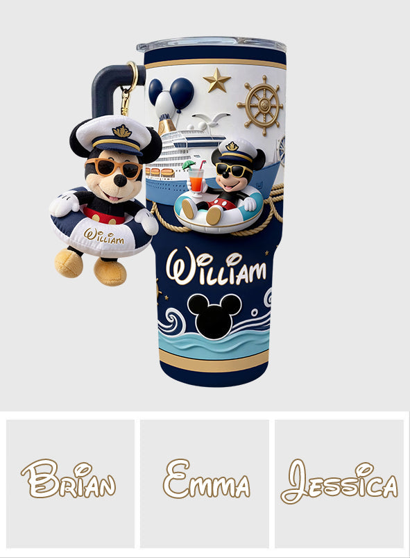 Magical Mouse Cruise - Personalized Disney Cruise Tumbler With Plush Charm