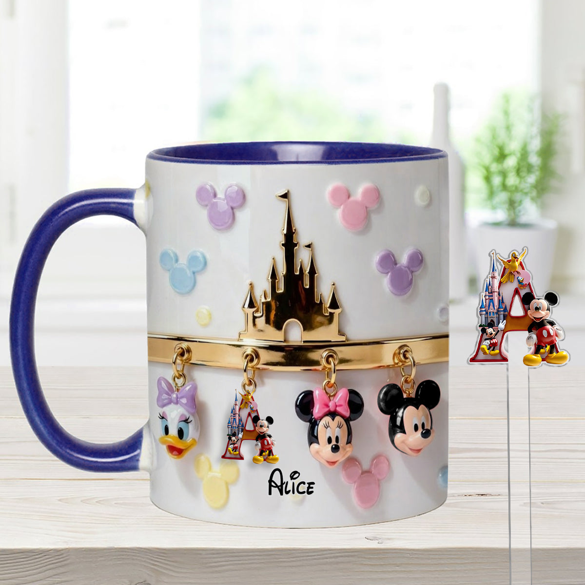 Magical Initial Name Letter - Personalized Mouse Set Accent Mug With Acrylic Stirrers