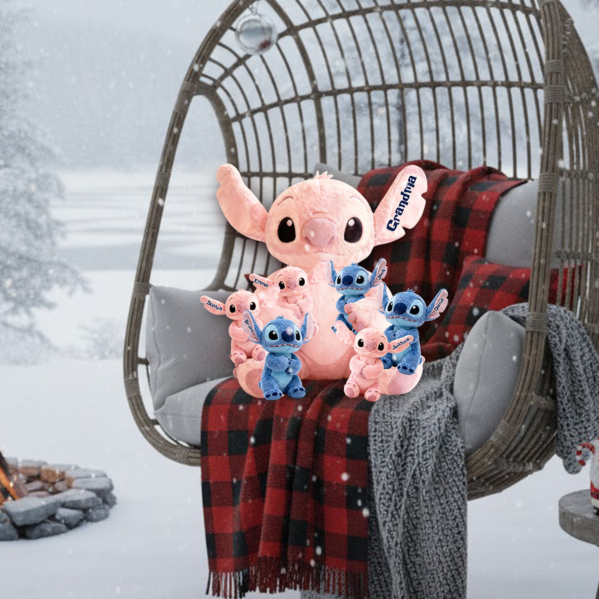 Mama Blue - Personalized Ohana Premium Faux Fur Pillow