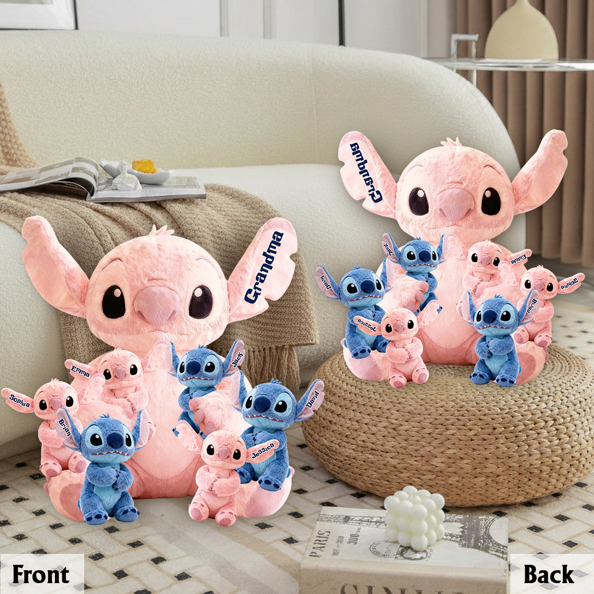 Mama Blue - Personalized Ohana Premium Faux Fur Pillow