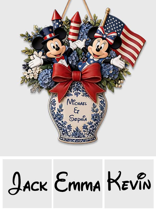 Celebrate Independence Day - Personalized Mouse Custom Shaped Wood Sign