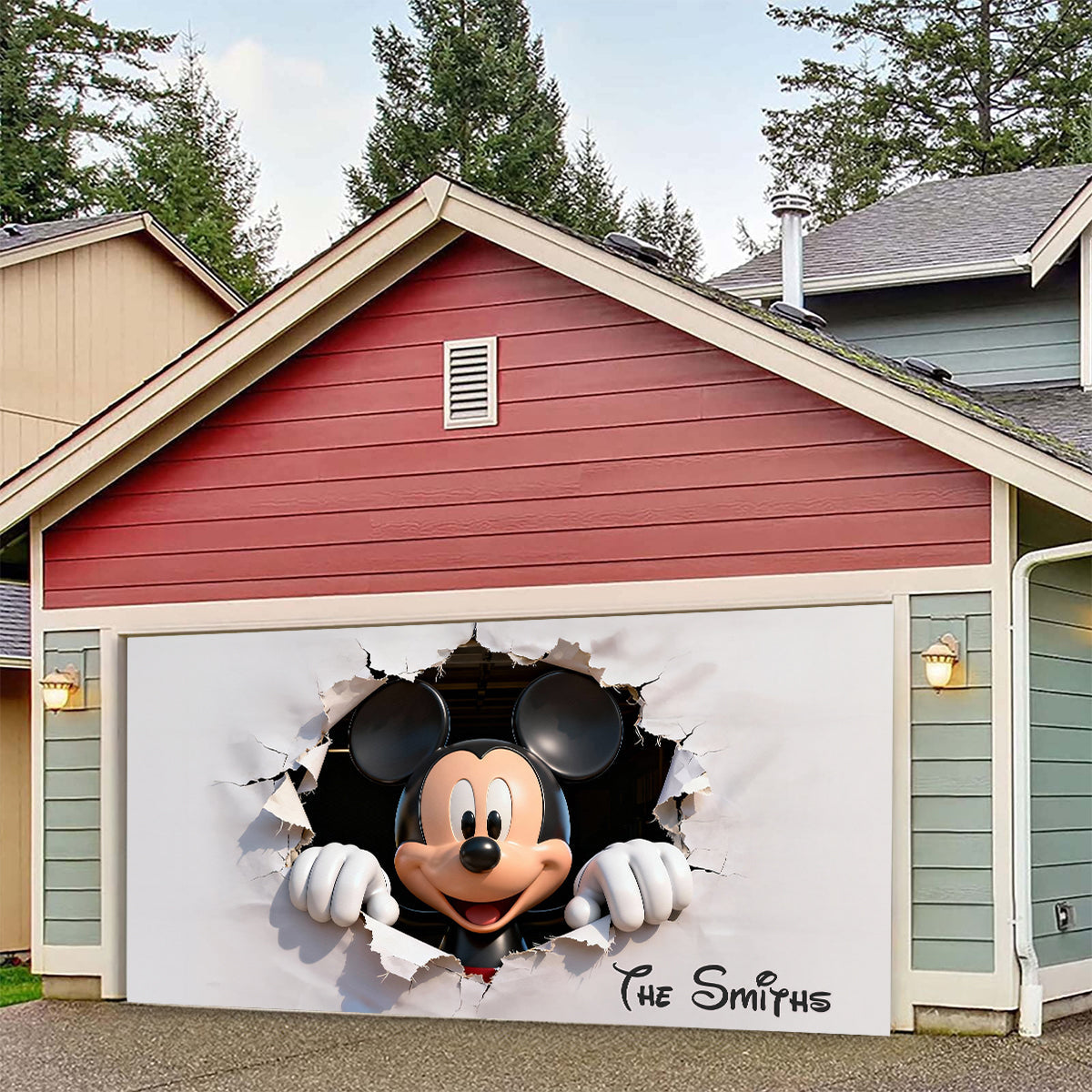 Peeking Mouse Head - Personalized Mouse Garage Door Banner