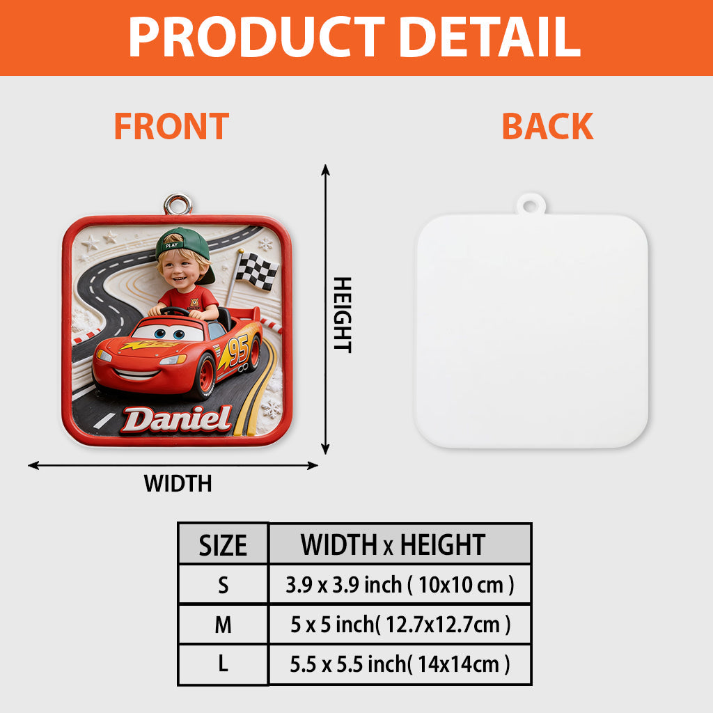 Kid And Car Friend Character - Personalized Racing Lover Premium 3D Ornament
