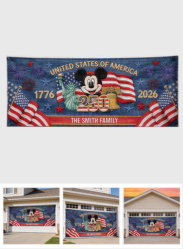 America 250th Anniversary - Personalized Mouse Garage Door Banner